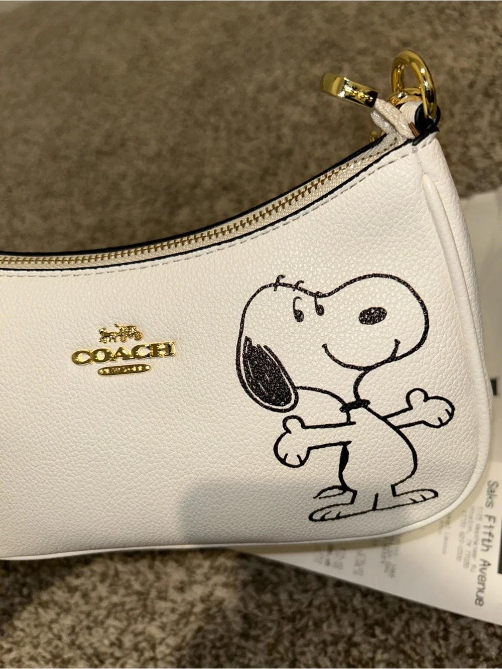 Coach x Snoopy white shoulder bag